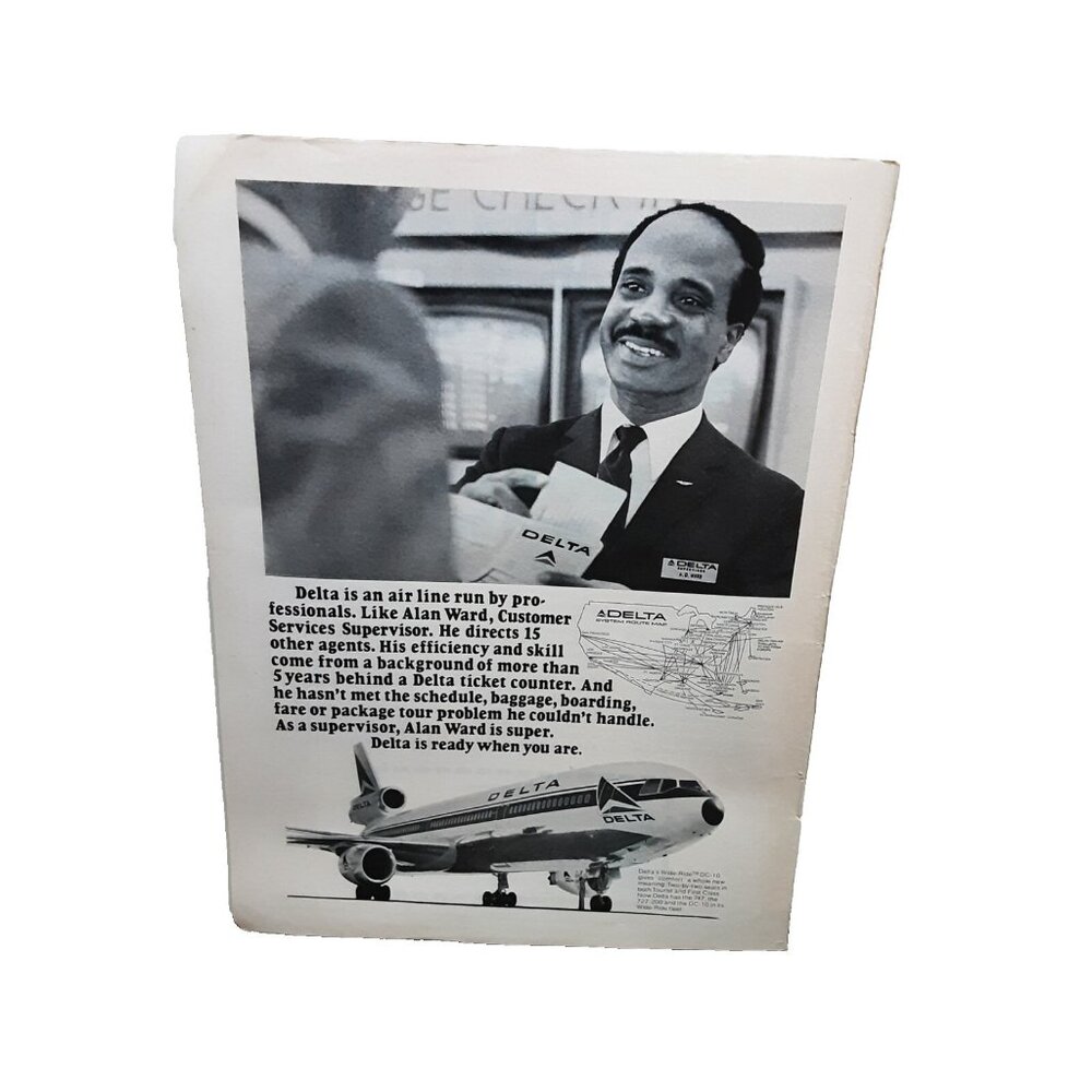 1973 Delta Airlines Run By Professionals Original Print Ad